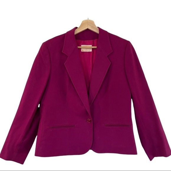 PENDLETON Vintage Wool Fuschia Single Breasted Blazer Size 12 - Picture 1 of 7
